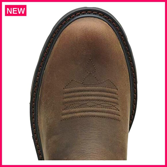 Men\'s Pull-On Work Boots Leather Round Toe Slip Resistant Durable main image 4
